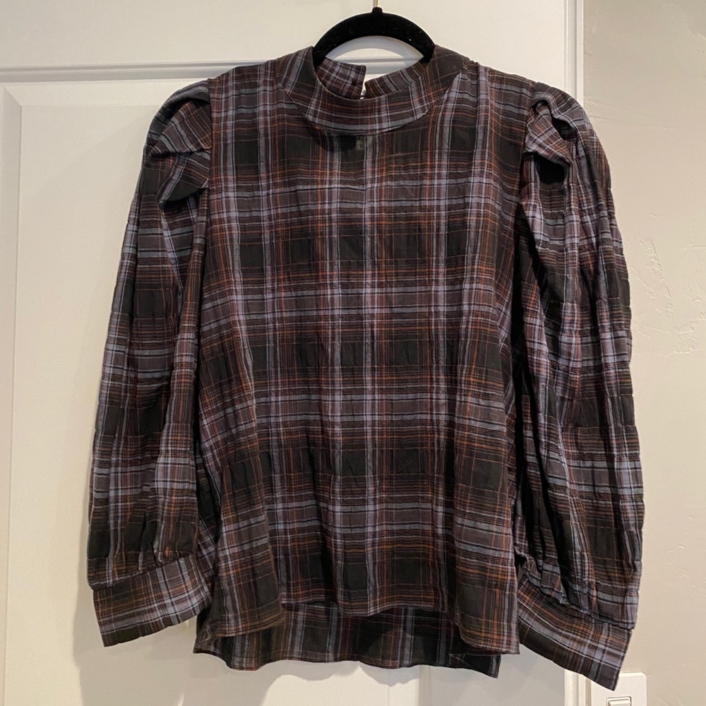 Plaid check blouse